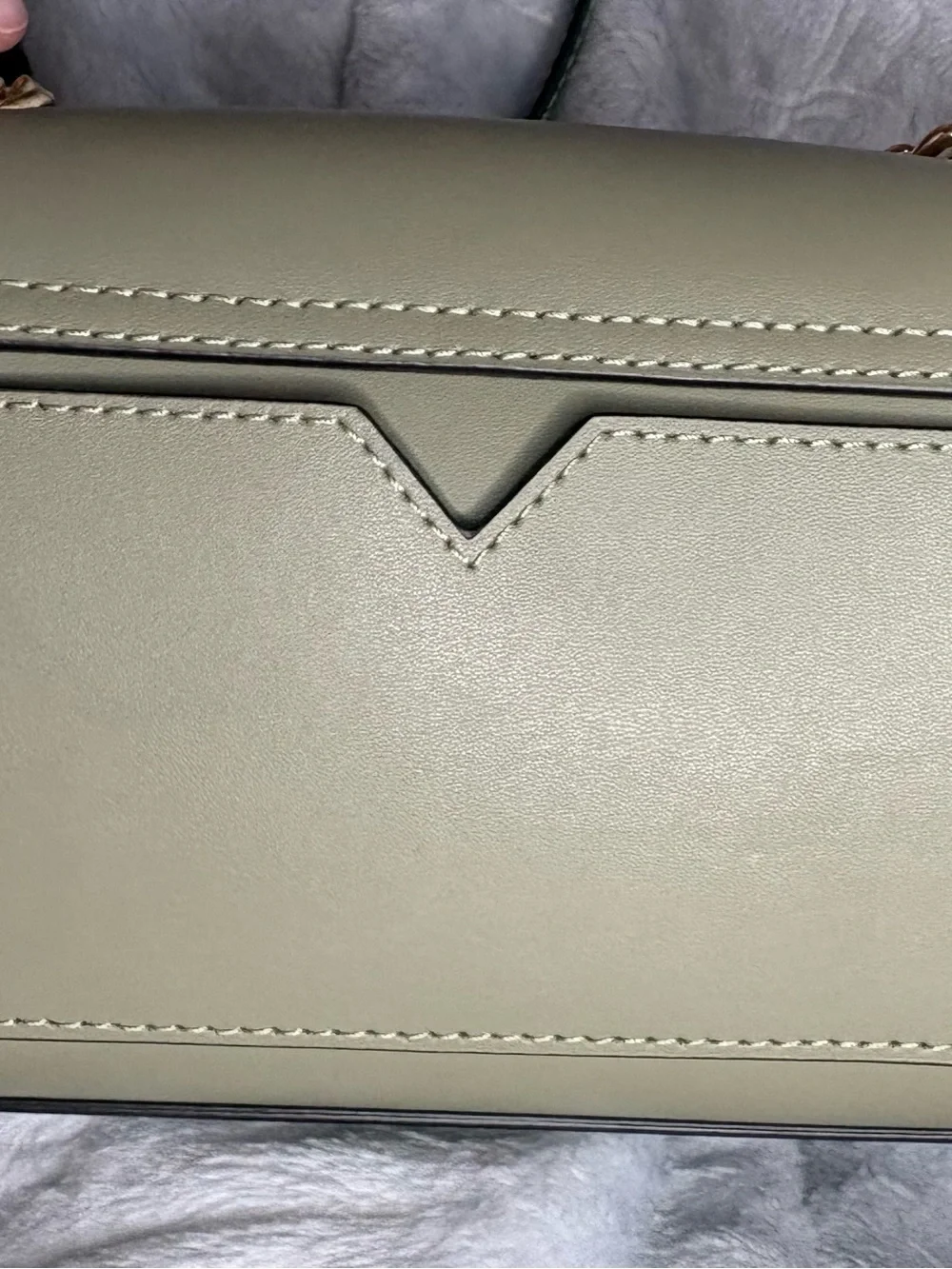 Michael Kors Sage Green Leather Crossbody with Gold Chain Accent